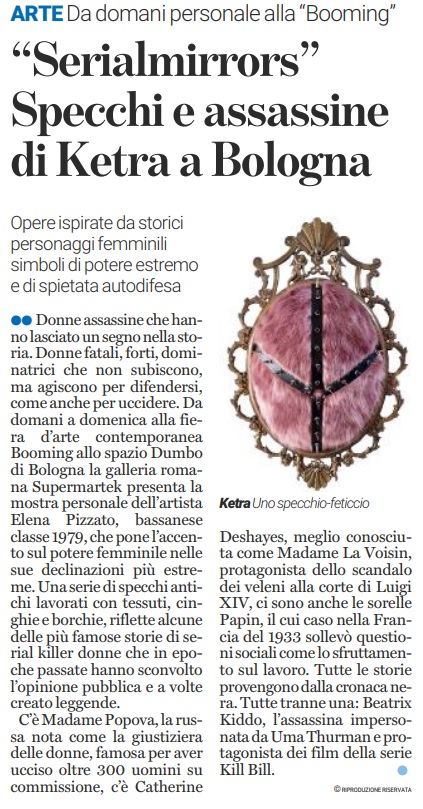 Il Giornale di Vicenza, “Serialmirrors” Specchi e assassine di Ketra a Bologna